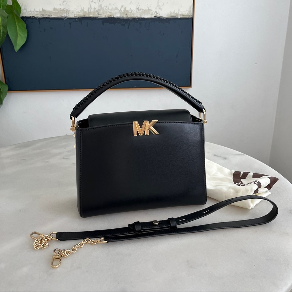 MICHAEL KORS Karlie Medium Leather Satchel New With Tags Crossbody Black